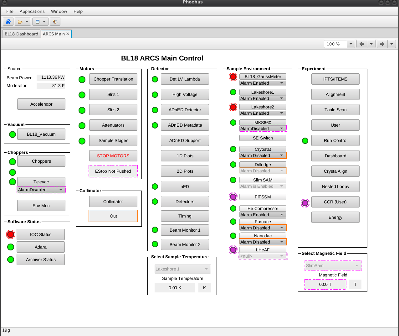 Phoebus ARCS main page