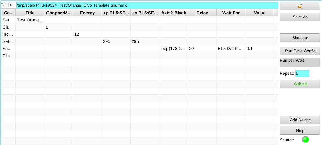 Figure showing the table scan submission