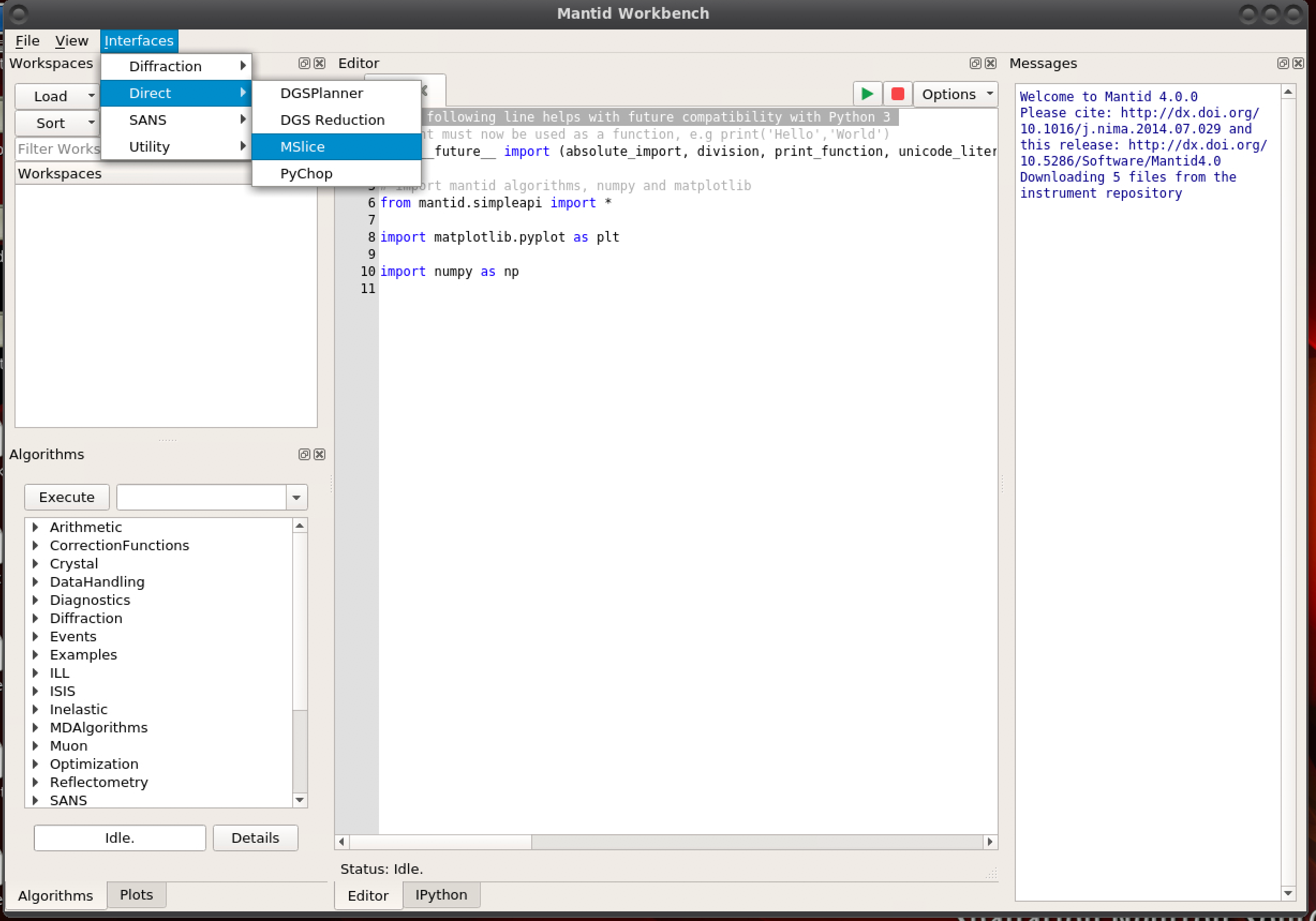 Starting Mslice from Mantid Workbench