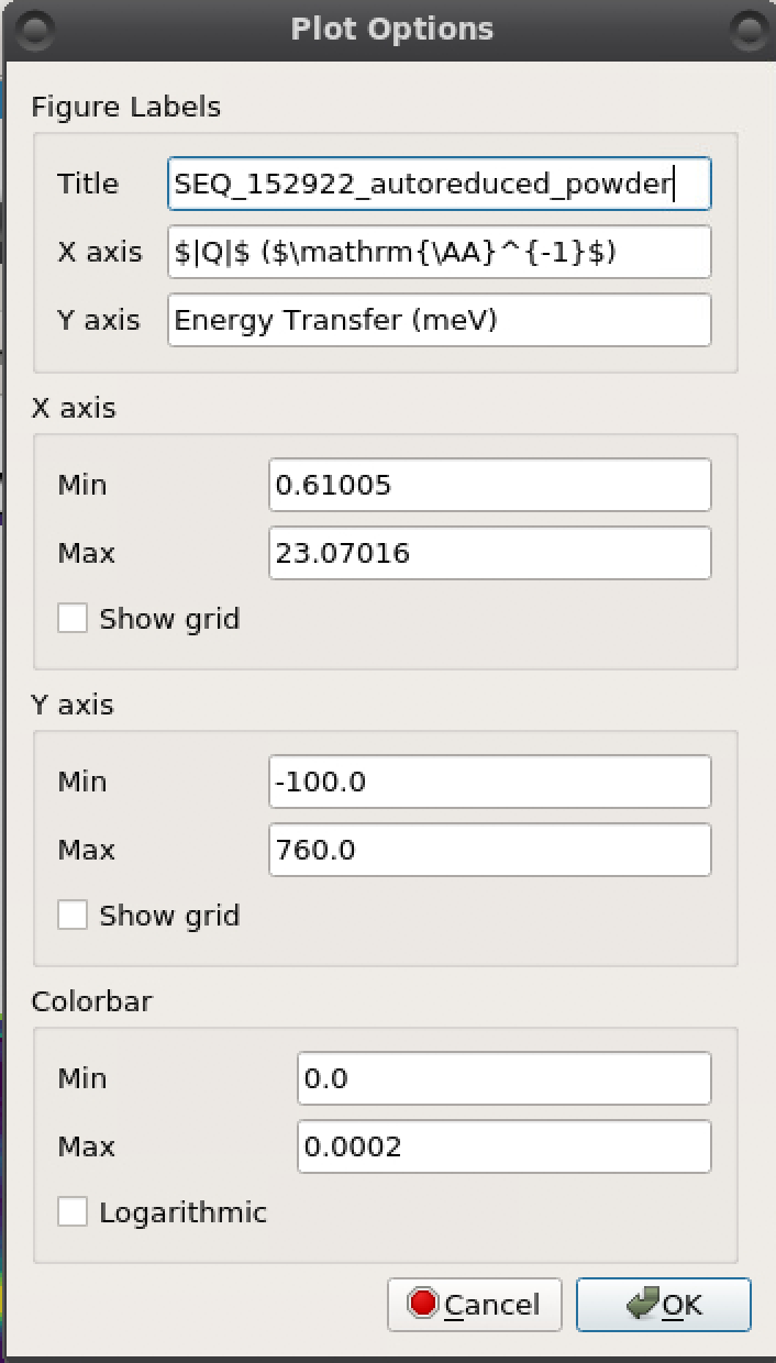 Plot options window